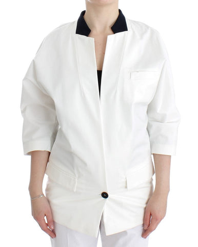 White Cotton Blend Oversized Blazer Jacket Andrea Pompilio