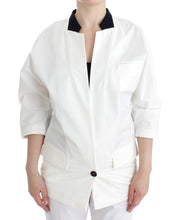 White Cotton Blend Oversized Blazer Jacket Andrea Pompilio