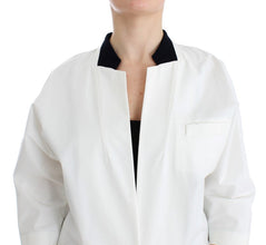 White Cotton Blend Oversized Blazer Jacket Andrea Pompilio