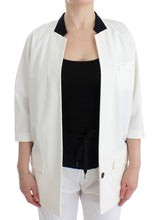 White Cotton Blend Oversized Blazer Jacket Andrea Pompilio