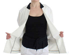 White Cotton Blend Oversized Blazer Jacket Andrea Pompilio