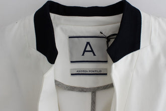 White Cotton Blend Oversized Blazer Jacket Andrea Pompilio