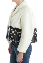 White Black Cropped Leather Jacket Andrea Pompilio