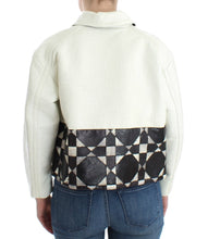 White Black Cropped Leather Jacket Andrea Pompilio