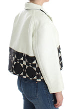 White Black Cropped Leather Jacket Andrea Pompilio