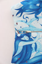 Blue Peplum Fresco-Print Straight Pencil Skirt Koonhor