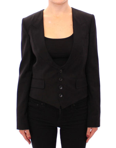 Black Silk Scarf Back Blazer Jacket Dolce & Gabbana