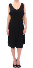 Black Yellow Silk Shift Sheath Coctail Dress Lamberto Petri