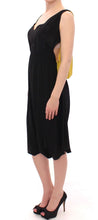 Black Yellow Silk Shift Sheath Coctail Dress Lamberto Petri