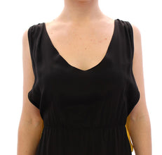 Black Yellow Silk Shift Sheath Coctail Dress Lamberto Petri