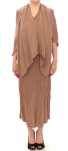 Brown Draped Silk Sheath Shift Coctail Dress Lamberto Petri