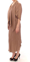 Brown Draped Silk Sheath Shift Coctail Dress Lamberto Petri