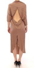 Brown Draped Silk Sheath Shift Coctail Dress Lamberto Petri