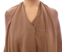 Brown Draped Silk Sheath Shift Coctail Dress Lamberto Petri