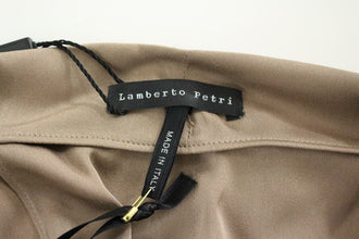 Brown Draped Silk Sheath Shift Coctail Dress Lamberto Petri