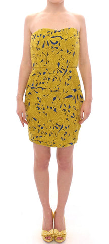 Blue Yellow Strapless Bubble Mini Shift Dress Sachin & Babi