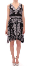 Black Silk Floral Pattern Shift Coctail Dress Sachin & Babi