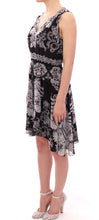Black Silk Floral Pattern Shift Coctail Dress Sachin & Babi