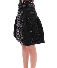 Black Crystal Handmade Above Knee Skirt Dolce & Gabbana