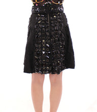 Black Crystal Handmade Above Knee Skirt Dolce & Gabbana