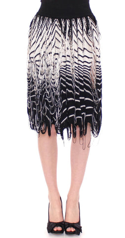 White Black Knitted Assymetrical Skirt Alice Palmer