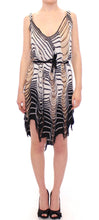 Black Chainette Knit Striped Assymetrical Dress Alice Palmer