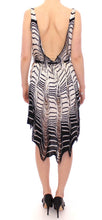 Black Chainette Knit Striped Assymetrical Dress Alice Palmer