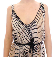 Black Chainette Knit Striped Assymetrical Dress Alice Palmer