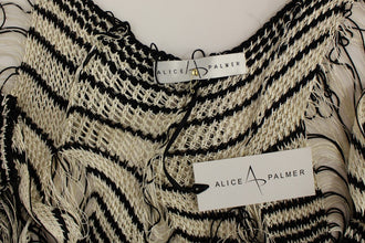 Black Chainette Knit Striped Assymetrical Dress Alice Palmer