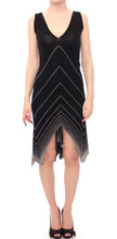 Black White Low V Neck Knitted Cocktail Dress Alice Palmer