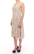 White Printed Shift V-neck Sheath Dress Andrea Incontri