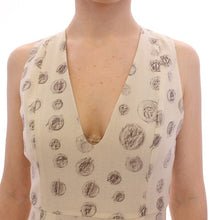 White Printed Shift V-neck Sheath Dress Andrea Incontri
