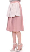Pink Gray Knee-Length Pleated Skirt Comeforbreakfast