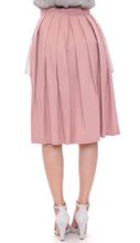 Pink Gray Knee-Length Pleated Skirt Comeforbreakfast