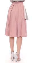 Pink Gray Knee-Length Pleated Skirt Comeforbreakfast