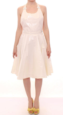 White Halterneck Knee Length Tea Dress Licia Florio