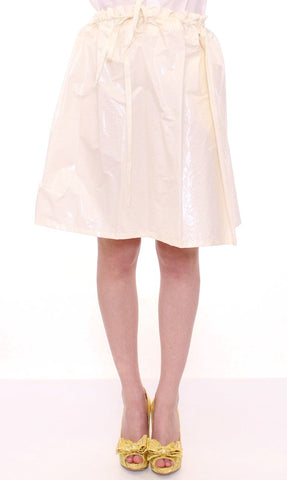 White Above-Knee Stretch Waist Strap Skirt Licia Florio