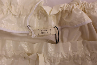 White Above-Knee Stretch Waist Strap Skirt Licia Florio