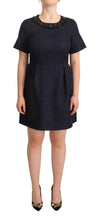Black Embellished Short Sleeves Mini A-line Dress L'Autre Chose