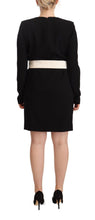 Black Wool Long Sleeves Belted Mini Sheath Dress Givenchy