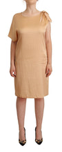 Beige One Sleeve Knee Length Shift Dress Moschino