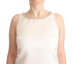 White Polyester Sleeveless Mini Shift Dress Elisabetta Franchi
