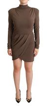 Brown Acetate Long Sleeves Turtle Neck Sheath Dress Patrizia Pepe