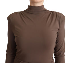 Brown Acetate Long Sleeves Turtle Neck Sheath Dress Patrizia Pepe