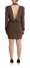 Brown Acetate Long Sleeves Turtle Neck Sheath Dress Patrizia Pepe