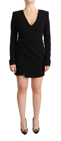 Black Long Sleeves Deep V-neck Mini Sheath Dress Dsquared²