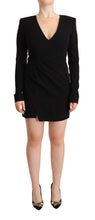 Black Long Sleeves Deep V-neck Mini Sheath Dress Dsquared²