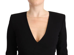 Black Long Sleeves Deep V-neck Mini Sheath Dress Dsquared²
