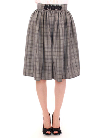 Gray Checkered Wool Shorts Skirt NOEMI ALEMÁN