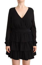 Black Polyester Long Sleeves V-neck Mini A-line Dress Liu Jo